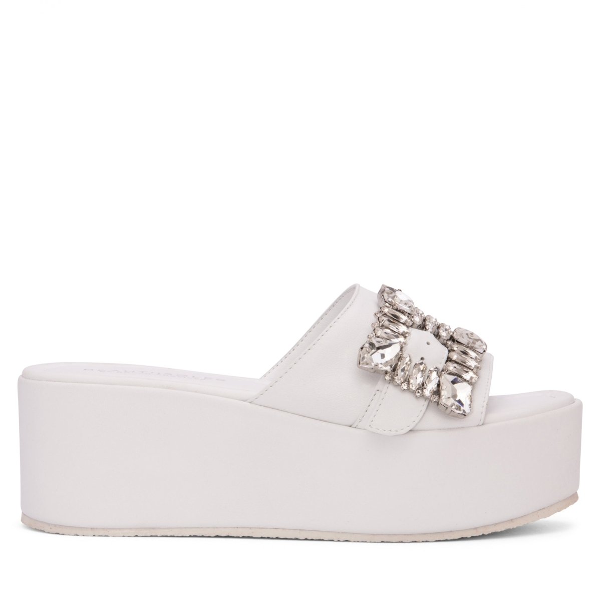 Dita Platform Leather Sandal Rhinestone Buckle Padded Sandals by Beautiisoles – Don't Panic Shoes