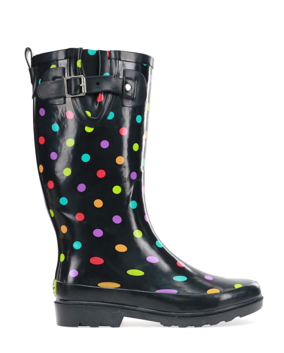 Dot City Tall Rain Boot Women’S Rubber Black Adjustable Rain Boots by Western Chief Women's Sale – Don't Panic Shoes