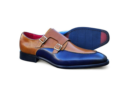 Double Monk Strap Two Tone Calf Leather Loafer Ks509 - 45t Shoes by Carrucci Shoes – Don't Panic Shoes