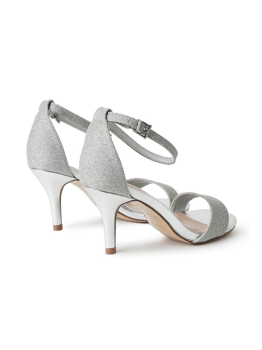 Dove | Silver Fine Glitter Heels by J.Adams – Don't Panic Shoes