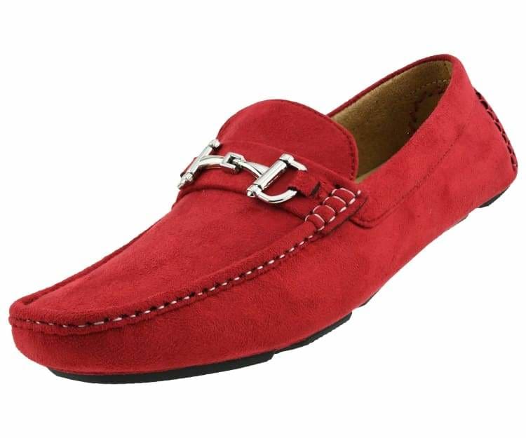 Walken Red men's leather dress shoes with brogue detailing and lace-up closure