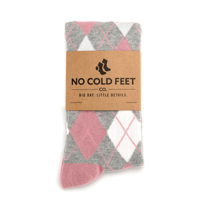 Dusty Rose Argyle Socks Vintage Inspired Soft Classic Pattern Crew Socks For Everyday Wear Socks by No Cold Feet – Don't Panic Shoes