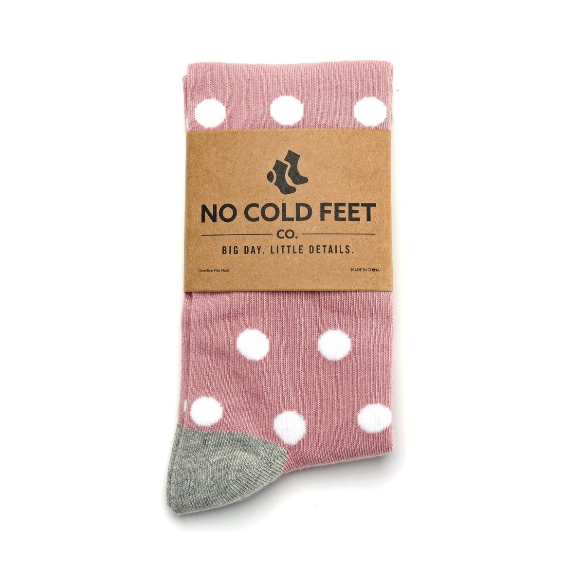 DuSty Rose White Polka Dot Women’s Crew Socks Soft Breathable Lightweight Everyday Comfort Socks by No Cold Feet – Don't Panic Shoes
