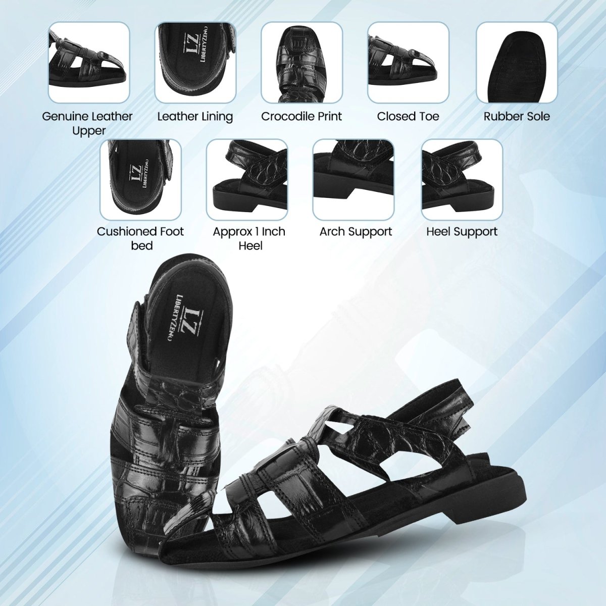 Dytan Kids Genuine Leather Fisherman Crocodile Print Design Sandals Sandals by Libertyzeno – Don't Panic Shoes