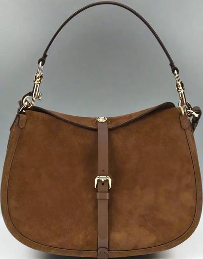 ETRO Women’s Pony Suede Brown Shoulder Bag Pegasus Detail