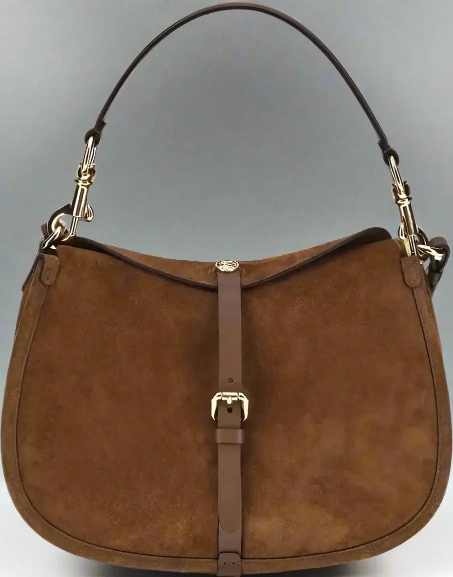 ETRO Women’s Pony Suede Brown Shoulder Bag Pegasus Detail