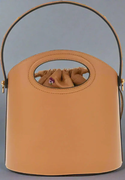 ETRO Brown Calfskin Tote Bag with hand painted floral handle