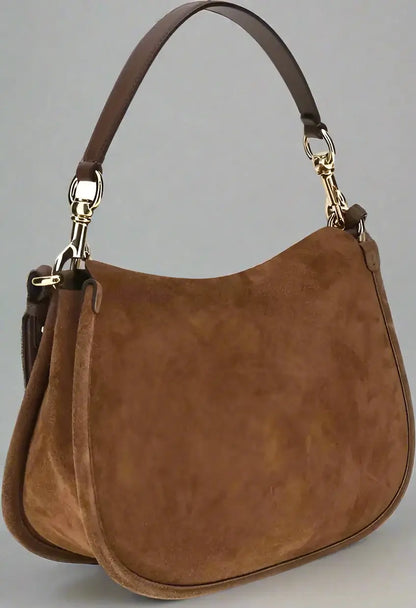 ETRO Women’s Pony Suede Brown Shoulder Bag Pegasus Detail