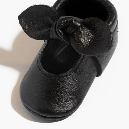 Ebony Knotted Bow Baby Shoe Knotted Bow Mocc by Freshly Picked – Don't Panic Shoes