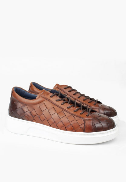 El Rio Sneaker Tan Woven Leather Light Cushioned Insole MEN SHOES by Sepol Shoes – Don't Panic Shoes
