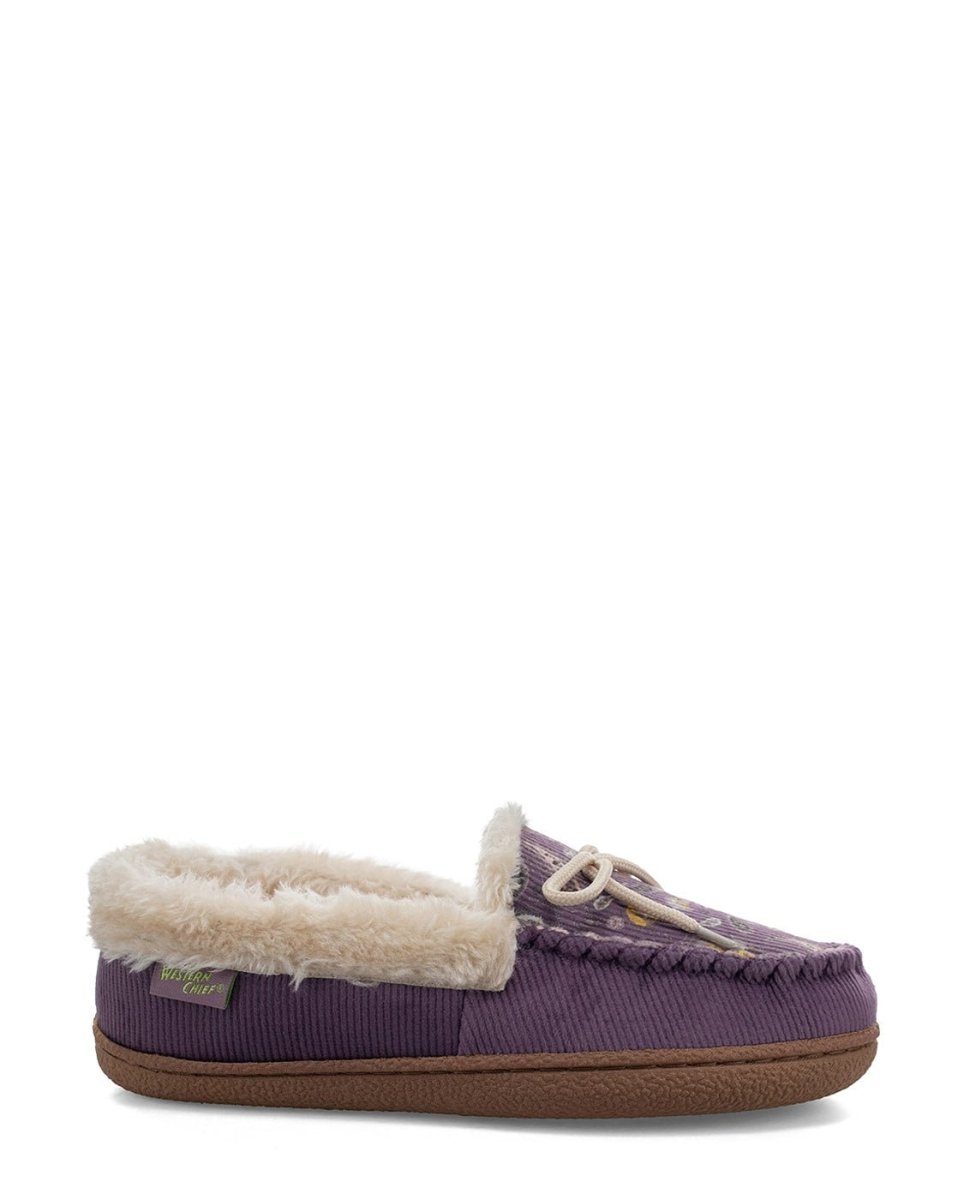 Elaine Paisley Womens Vegan Fur Purple Plush Insole Slipper Slippers by Western Chief Women's Sale – Don't Panic Shoes