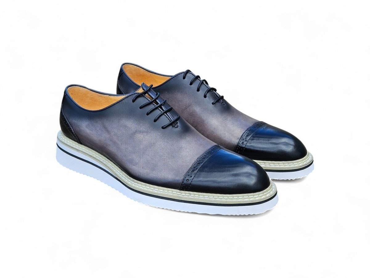 Elegant Two Tone Cap Toe Calfskin Oxford Ks552 - 20t Shoes by Carrucci Shoes – Don't Panic Shoes