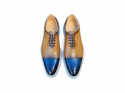Elegant Two Tone Cap Toe Calfskin Oxford Ks552 - 20t Shoes by Carrucci Shoes – Don't Panic Shoes