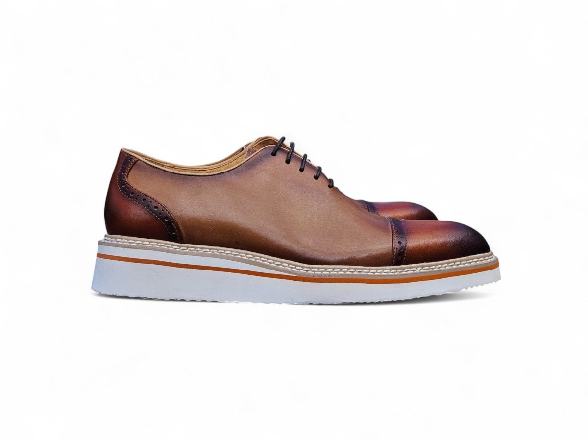 Elegant Two Tone Cap Toe Calfskin Oxford Ks552 - 20t Shoes by Carrucci Shoes – Don't Panic Shoes