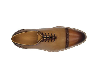 Elegant Two Tone Cap Toe Calfskin Oxford Ks552 - 20t Shoes by Carrucci Shoes – Don't Panic Shoes