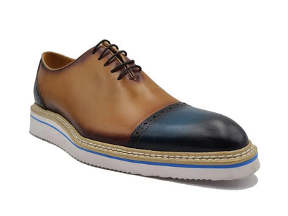 Elegant Two Tone Cap Toe Calfskin Oxford Ks552 - 20t Shoes by Carrucci Shoes – Don't Panic Shoes