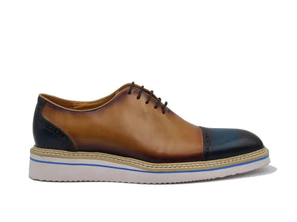 Elegant Two Tone Cap Toe Calfskin Oxford Ks552 - 20t Shoes by Carrucci Shoes – Don't Panic Shoes