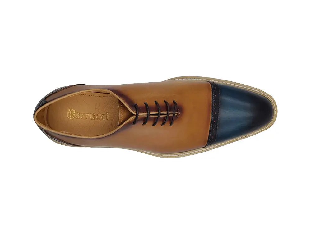 Elegant Two Tone Cap Toe Calfskin Oxford Ks552 - 20t Shoes by Carrucci Shoes – Don't Panic Shoes