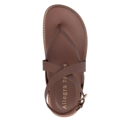 Elise Brown Flat Leather Sandal Women's Shoes by Allegra James – Don't Panic Shoes