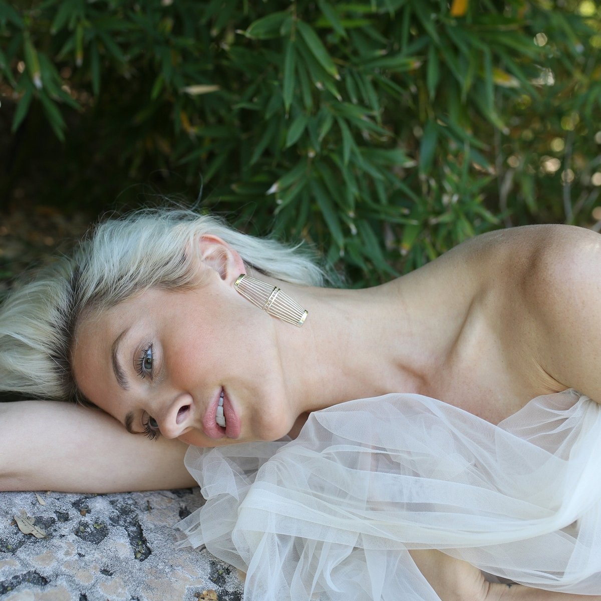 Ellie Woven Statement EarrIngs in Silver Earrings by Rahya Jewelry Design – Don't Panic Shoes