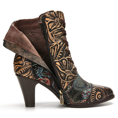 Embroidery Floral Handmade Genuine Leather Boots Boots by Colorstepshoes – Don't Panic Shoes