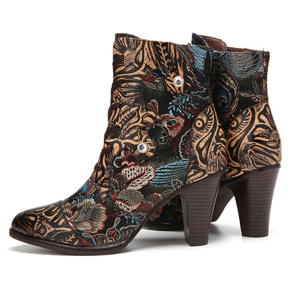 Embroidery Floral Handmade Genuine Leather Boots Boots by Colorstepshoes – Don't Panic Shoes