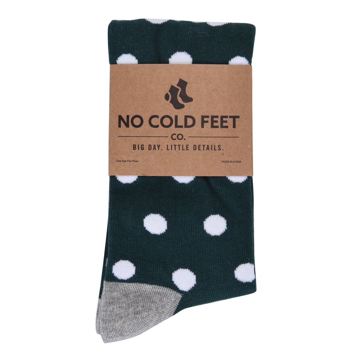 Emerald Green White Polka Dot Socks Classic Crew Novelty Comfortable Everyday Wear Socks by No Cold Feet – Don't Panic Shoes