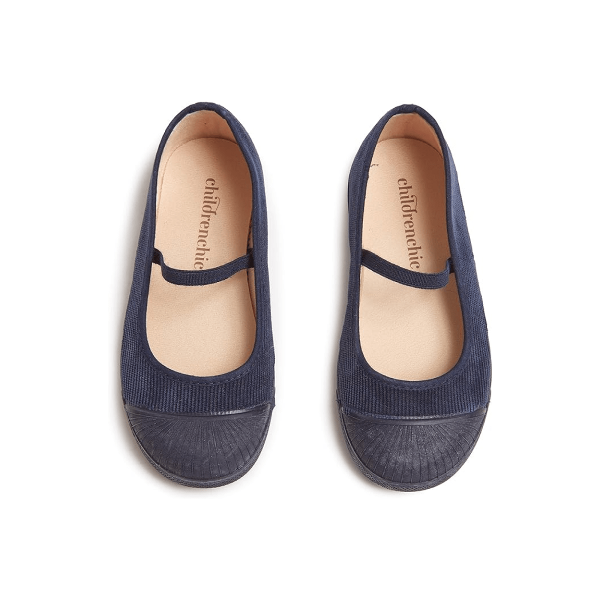Emi Navy Elastic Strap Non Slip Rubber Captoe Shoe Washable Amazon by Childrenchic – Don't Panic Shoes
