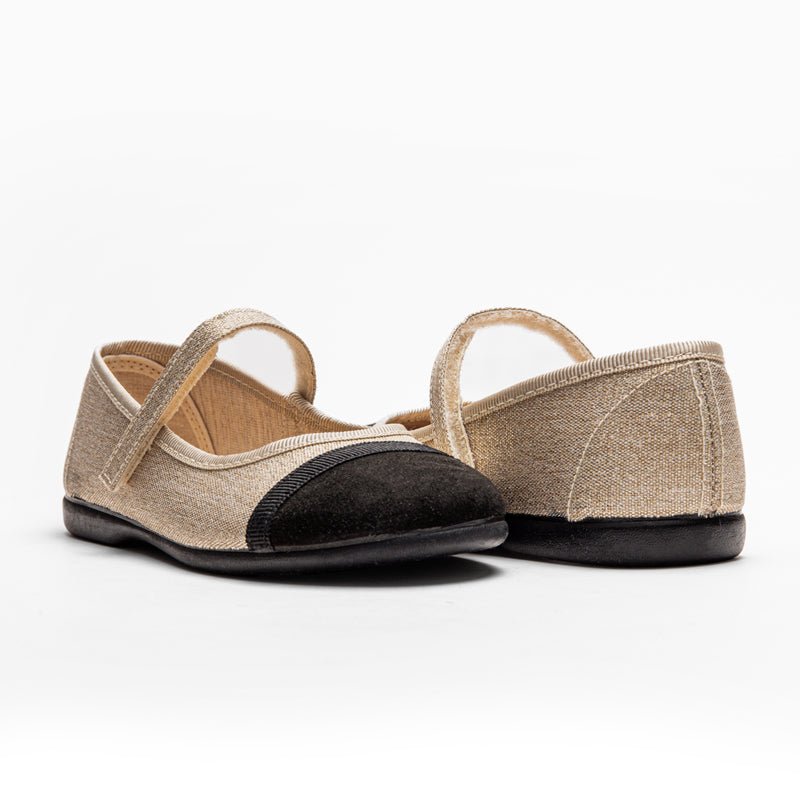 Emilia Gold Adjustable Velcro Non Slip Rubber Sole Spain core by Childrenchic – Don't Panic Shoes