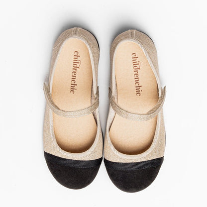 Emilia Gold Adjustable Velcro Non Slip Rubber Sole Spain core by Childrenchic – Don't Panic Shoes