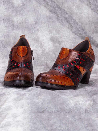 Emmeline Pattern Engraved Leather Shoes Pumps by Colorstepshoes – Don't Panic Shoes