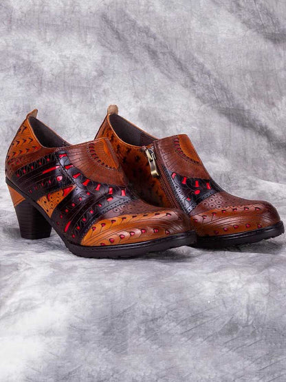 Emmeline Pattern Engraved Leather Shoes Pumps by Colorstepshoes – Don't Panic Shoes