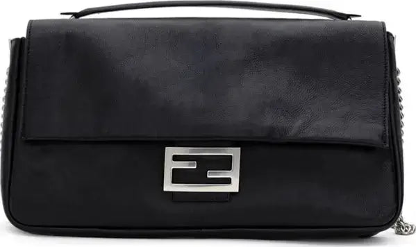 Fendi Shoulder Baguette Bag Leather Black