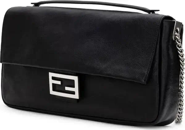 Fendi Shoulder Baguette Bag Leather Black