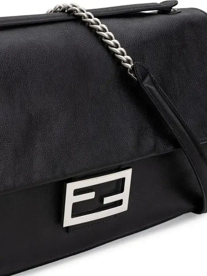 Fendi Shoulder Baguette Bag Leather Black