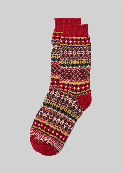 Fair Isle Cotton Calf High Sock Intarsia Knit Elastic Welt Socks by American Trench – Don't Panic Shoes