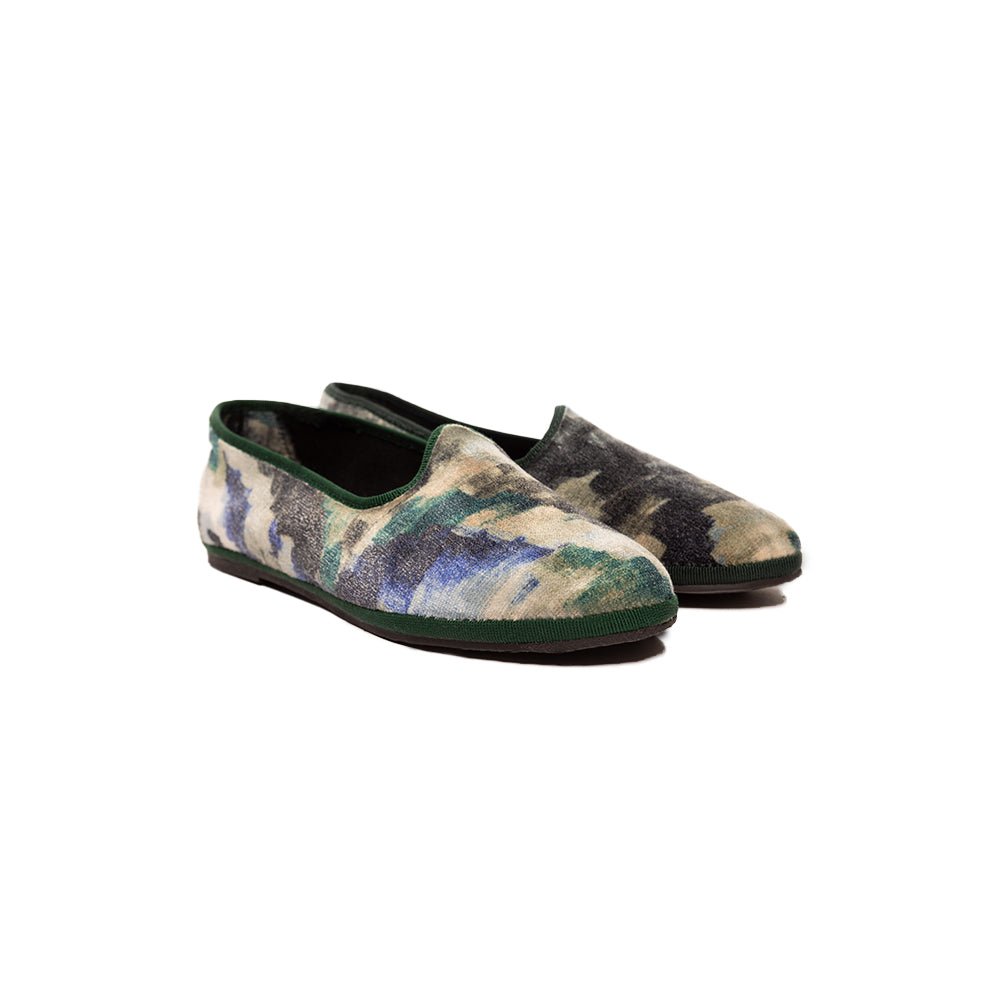 Fantasia Verde Green Cotton Velvet Friulane Slipper Slip On by Mar Soreli – Don't Panic Shoes