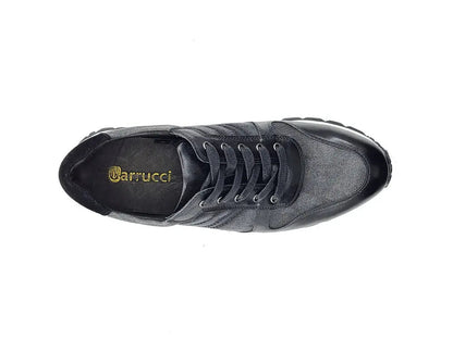 Fashion Sneaker Calfskin Leather And Canvas Inlay Design Sneakers by Carrucci Shoes – Don't Panic Shoes