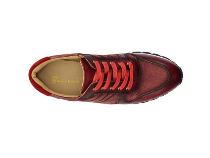 Fashion Sneaker Calfskin Leather And Canvas Inlay Design Sneakers by Carrucci Shoes – Don't Panic Shoes