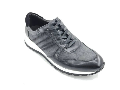 Fashion Sneaker Calfskin Leather And Canvas Inlay Design Sneakers by Carrucci Shoes – Don't Panic Shoes