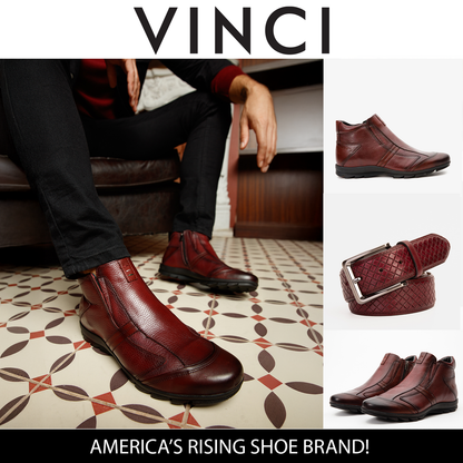 The Montreal Burgundy Leather Casual Zip-Up Ankle Men Boot