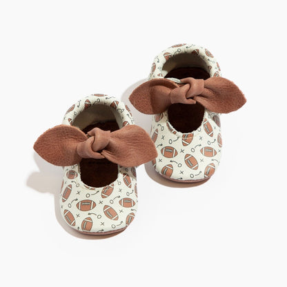 First Down Knotted Bow Baby Shoe Bow Mocc by Freshly Picked – Don't Panic Shoes
