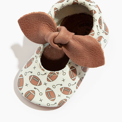 First Down Knotted Bow Baby Shoe Bow Mocc by Freshly Picked – Don't Panic Shoes