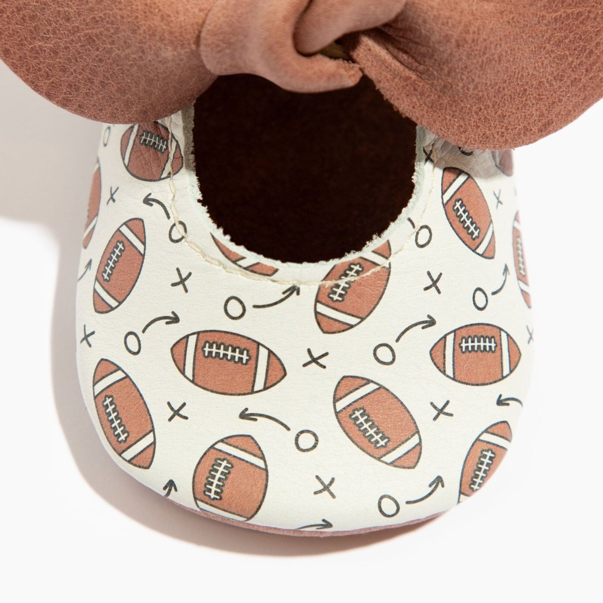 First Down Knotted Bow Baby Shoe Bow Mocc by Freshly Picked – Don't Panic Shoes