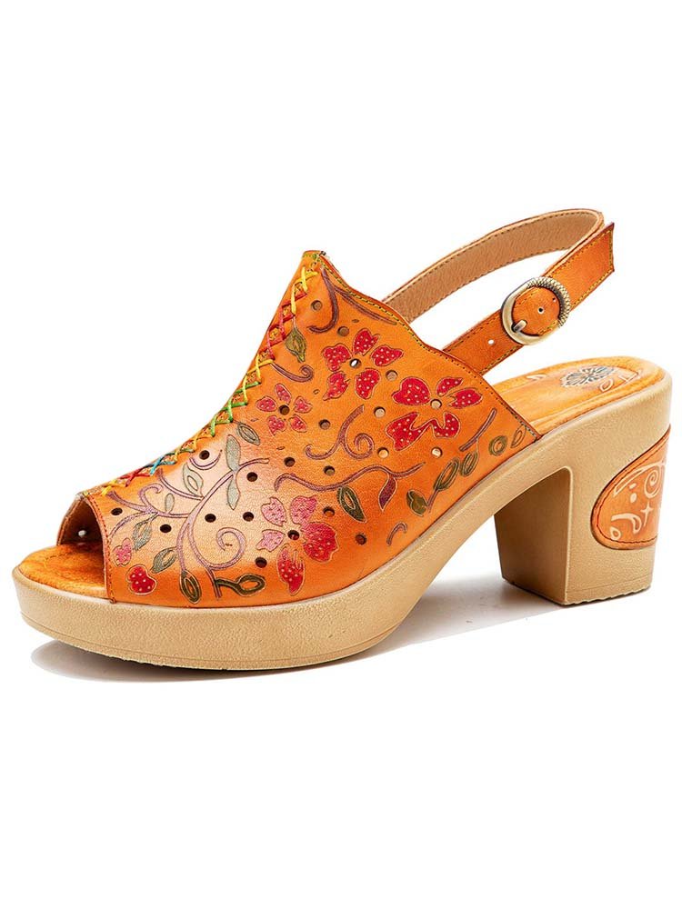 Fish Mouth Genuine Leather High Heel Sandals Sandals by Colorstepshoes – Don't Panic Shoes