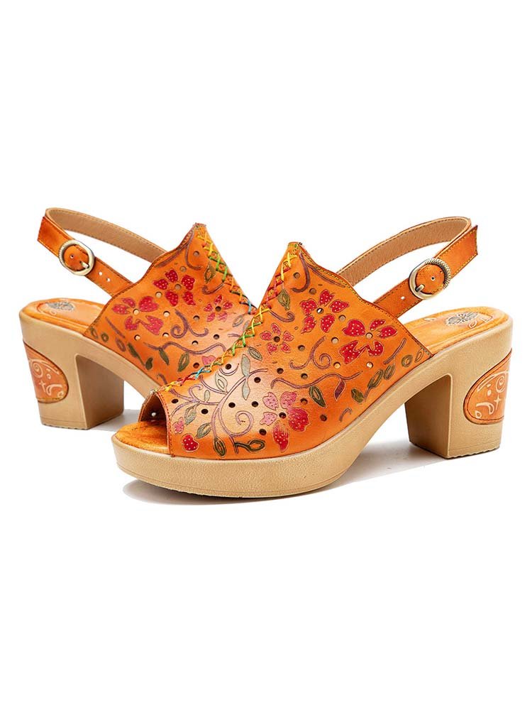 Fish Mouth Genuine Leather High Heel Sandals Sandals by Colorstepshoes – Don't Panic Shoes