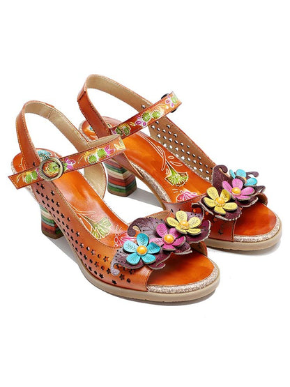 Fish Mouth Three Flowers Hollow Sandals Pumps by Colorstepshoes – Don't Panic Shoes