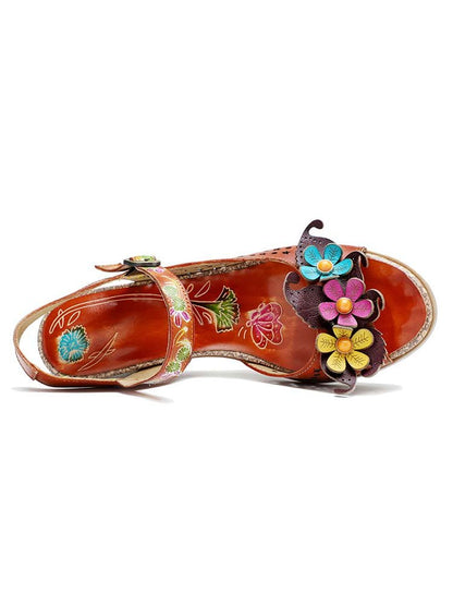 Fish Mouth Three Flowers Hollow Sandals Pumps by Colorstepshoes – Don't Panic Shoes