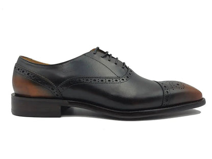 Five Eyelets Cap Toe Brushed Calfskin Leather Lined Oxford Shoes by Carrucci Shoes – Don't Panic Shoes