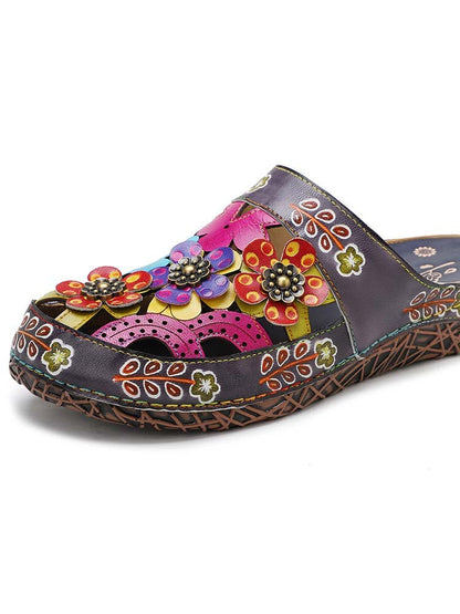 Flowers Handmade Colorful Slippers Sandals by Colorstepshoes – Don't Panic Shoes